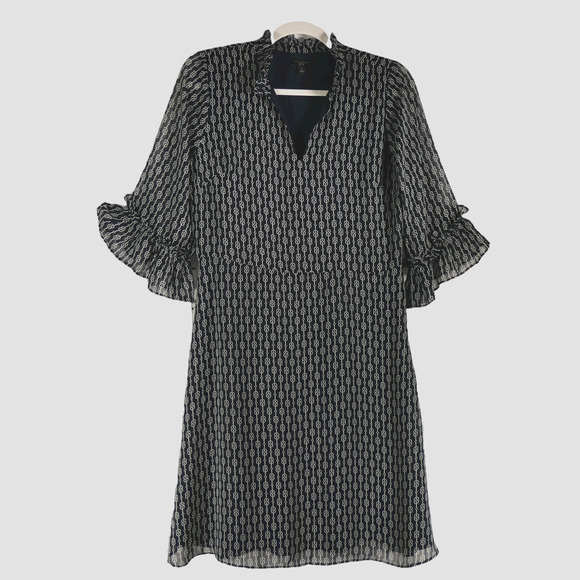 Ann Taylor Dresses & Skirts - Ann Taylor Blue White Shift Dress 8P Petite Horse Artsy Bridle Pattern Career